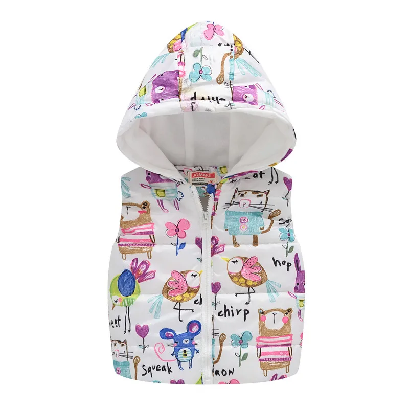 Thicken Warm Vest For Girls Big Size Heavy Flower Hooded Waistcoats Plus Velvet 2-7 Years Kids Clothes Birthday Present | Детская одежда