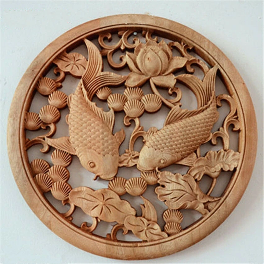 

Chinese Handmade Sculpture Lotus Flowers Double Fishes Animal Statue Bring Wealth And Good Luck