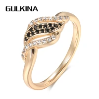gulkina natural black zircon cross ring 585 rose gold geometric hollow line wedding rings for women vintage fashion jewelry