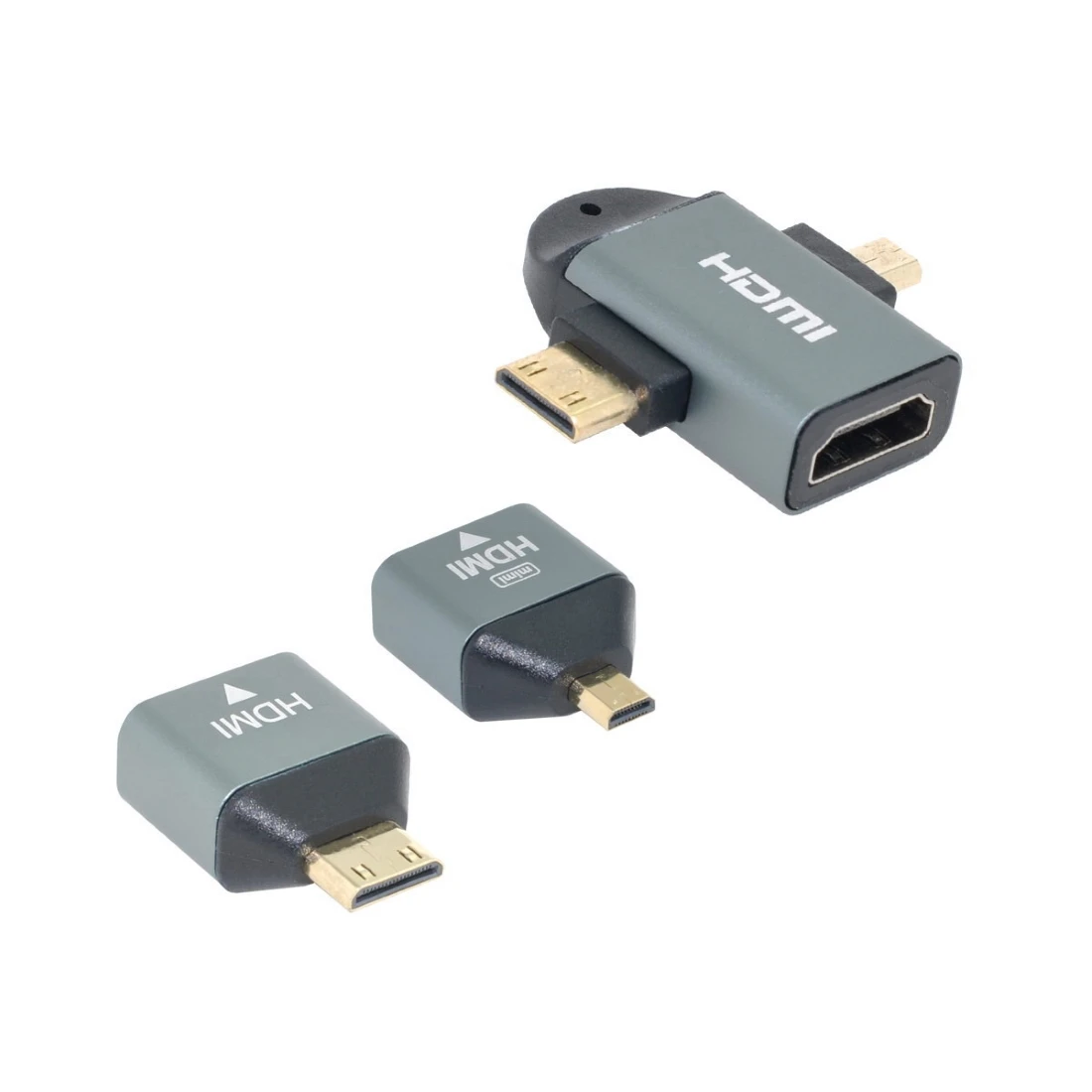 

Xiwai Micro Mini HDMI-compatible Male to HDTV 1.4 Female 2-in-1 Combo Adapter 4K@60hz 3pcs/set