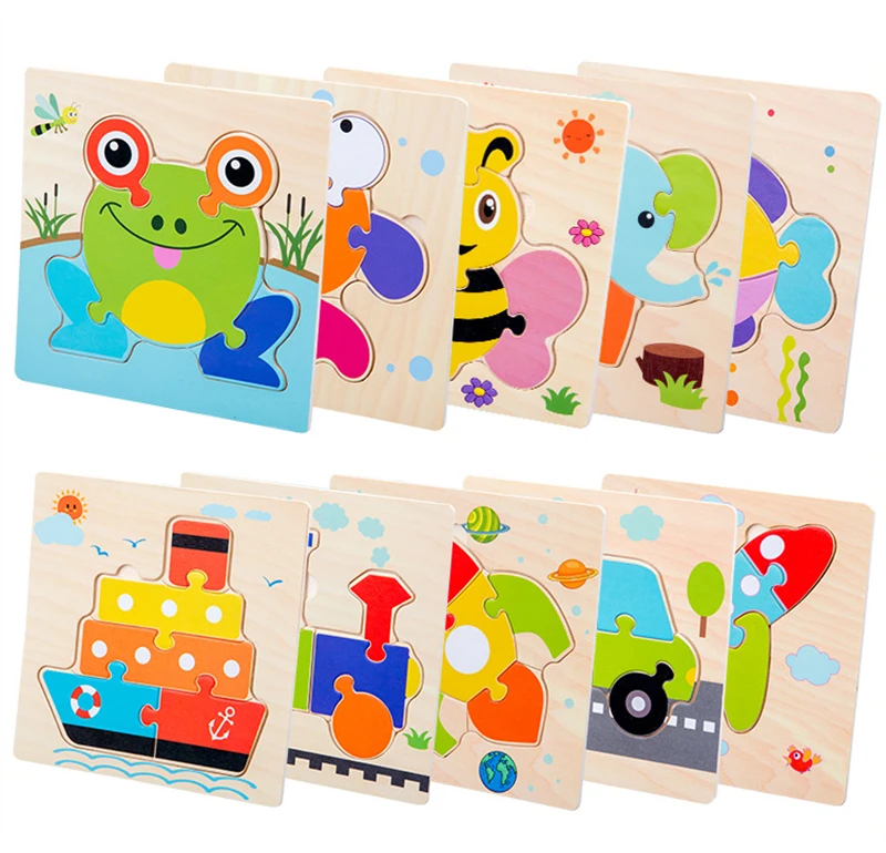 Baby Toys Wooden 3d Puzzle Tangram Shapes Learning Animal Intelligence Jigsaw for Children Educational Montessori | Игрушки и хобби