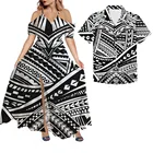 Женское Макси-платье HYCOOL, с Полинезийским этническим принтом, с открытыми штанинами