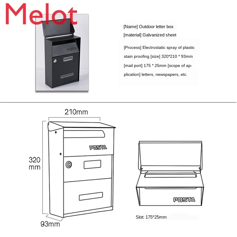 

Outdoor Mailbox Wall-Mounted Creative Report Box Voting Complaint Suggestion Box with Lock Milk Box Apartment Decoration Inbox