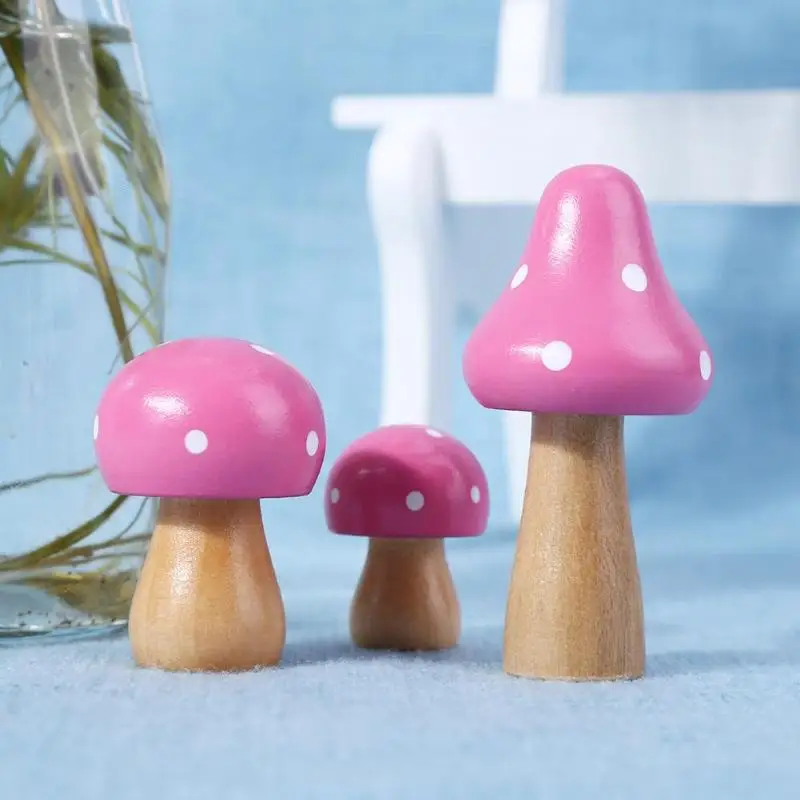 3 шт./компл. Мини Деревянный Гриб самодельное украшение Настольный деревянный
