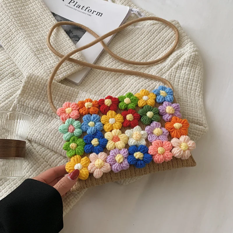 

Cotton and linen Small Crossbody Bag Elegant Female Cute Flower Tote bag Winter New Women's Designer Handbag Shoulder Bag