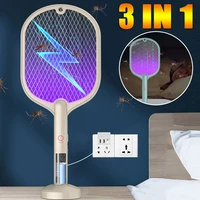 3 in 1 anti mosquito lamp 3000v electric rechargeable fly insect killer catcher swatter trap indoor outdoor led mosquitos light