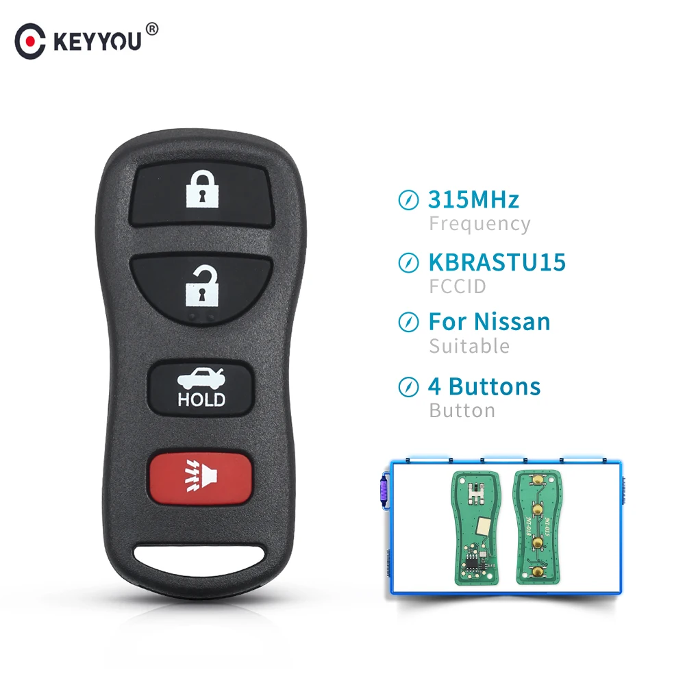 Дистанционный ключ KEYYOU с 4 кнопками для Nissan ALTIMA MAXIMA 350Z ARMADA Fob 315 МГц KBRASTU15