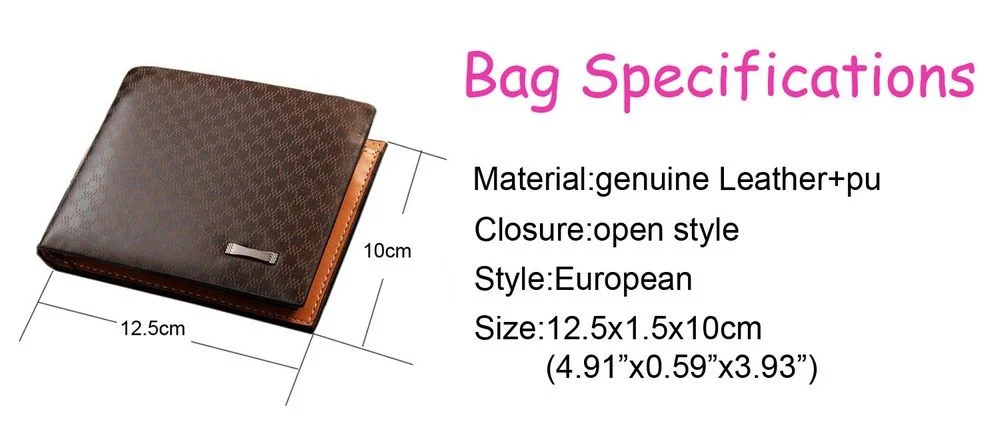 

Hot Sell New Male Organizer Leather Purse Fashion Card Holder Spot Short Clutch Men Wallets Brown Clip For Money