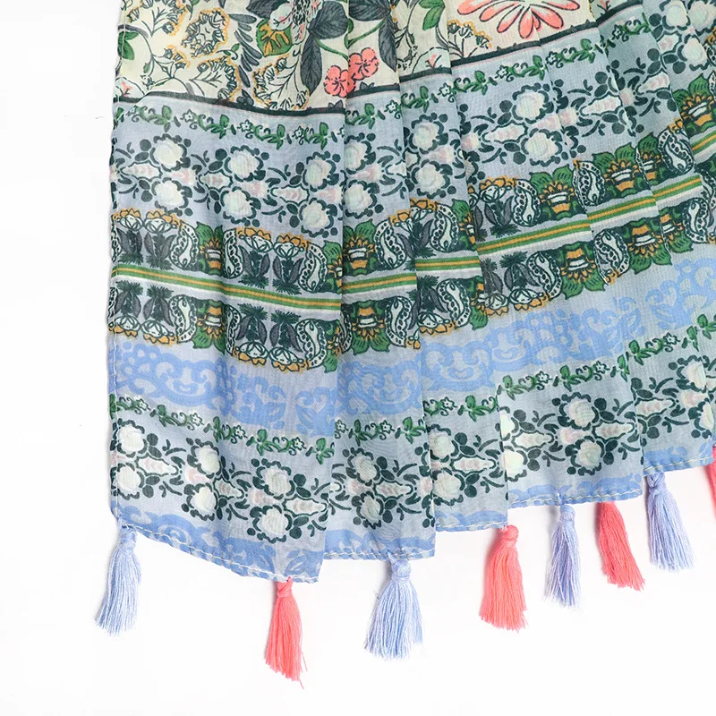 

Hot Sale Women's Scarf Warm Soft Long Scarf Large Shawl Shawl Classic Floral Cotton Hemp Tassel Scarf 180 * 90cm