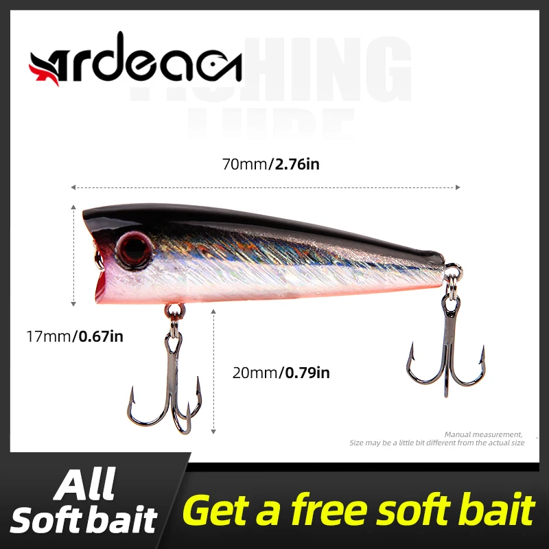 ARDEA Topwater Поппер блесна жесткая приманка Рыболовная Приманка 7 см 11 г isca