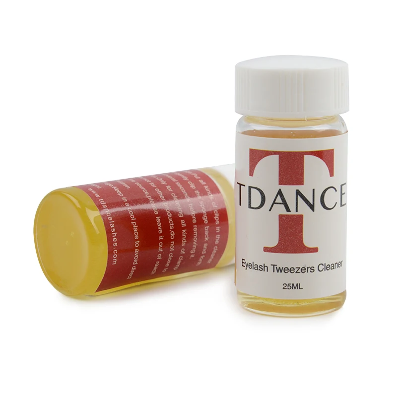 Tdance Пинцет для наращивания ресниц 25 мл очиститель с удалителем клея и губкой