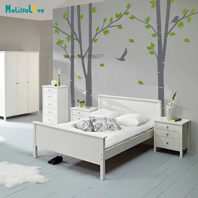 

Nature 3 Tree Scene with Birds Baby Wall Art Mural Stickers Living Room Removable Vinyl Wallpaper Home Playroom Decor BB764