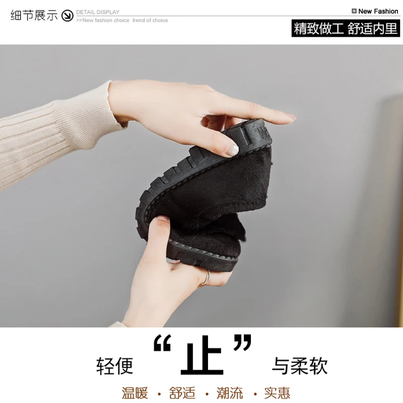 

CINESSD Winter Cotton Slippers Women's Indoor Home Slippers Warm Cotton Shoes Bag Heel Plush four Color Cotton Shoes Lady