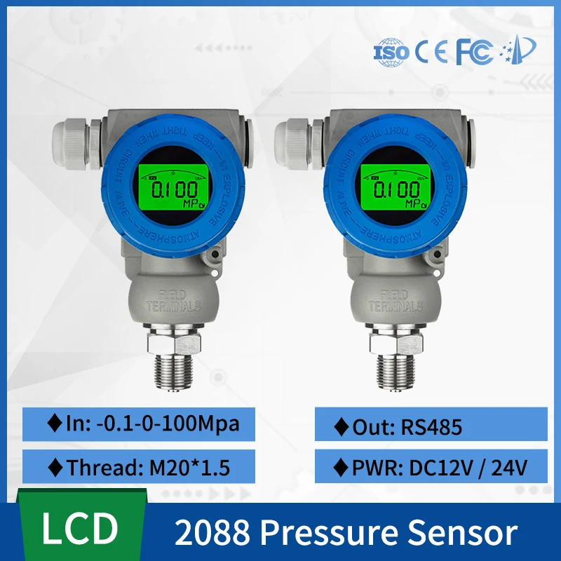 

RS485 2088 LCD Digital Pressure Transmitter Diffused Silicon Pressure Transmitter -0.1-0-100mpa Stainless Steel Pressure Sensor