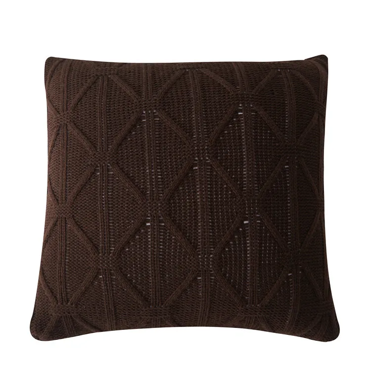 Нордическая шерстяная вязаная наволочка для подушки чехол 45х45см розовый серый