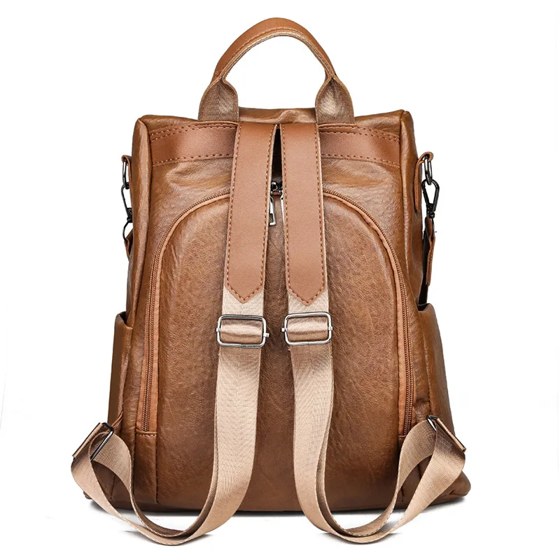 

Trendy college style backpack new versatile fashion large-capacity backpack ladies PU anti-theft bag outdoor travel bag unisex