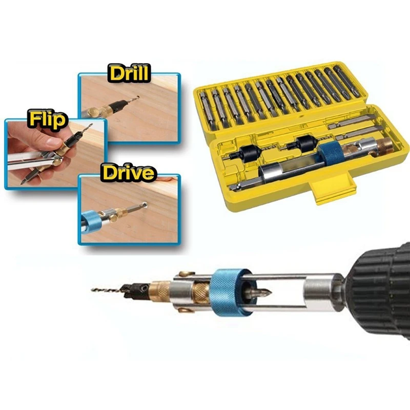 

20pcs/set Multifunction Half Time Drill Driver Swivel Head Quick-Change From Drilling to Driving Repair Tool Kits With Portable