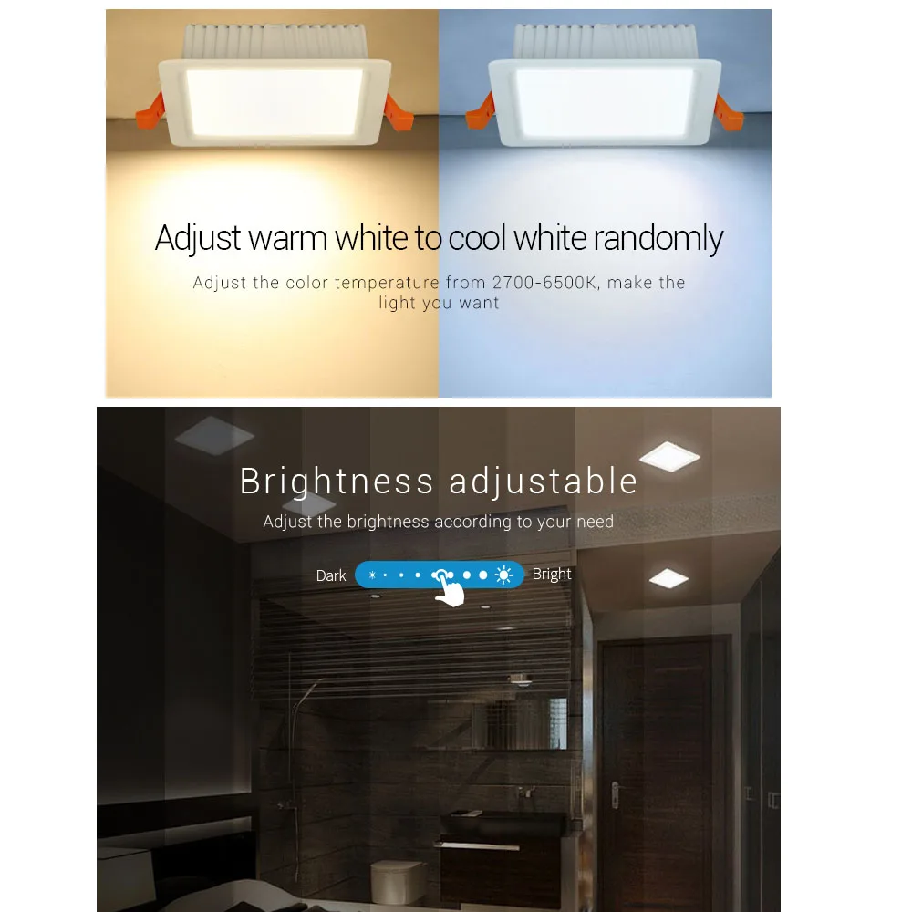 

Miboxer Square RGB+CCT 9W LED Downlight FUT064 AC 100V 220V Indoor Panel lighting spotlight ceiling lamp 2.4G Remote APP Control