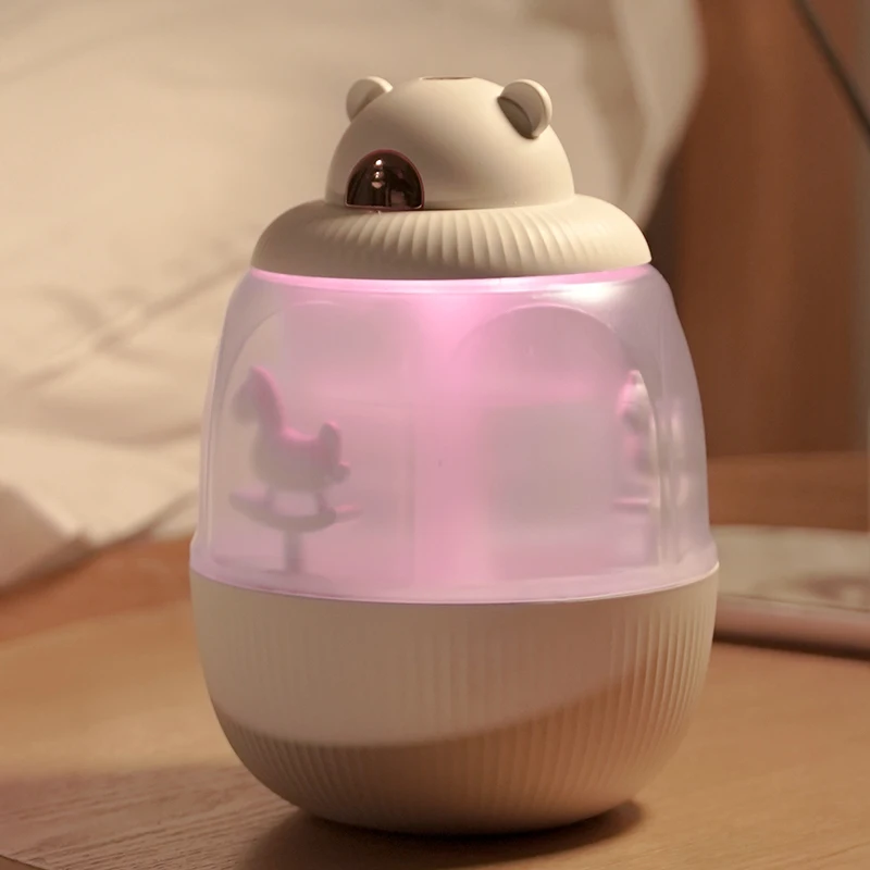 

Carousel Music Box Ultrasonic Humidifier with Night Lamp 320ml Air Humidifier Aroma Diffuser USB air freshener for Home