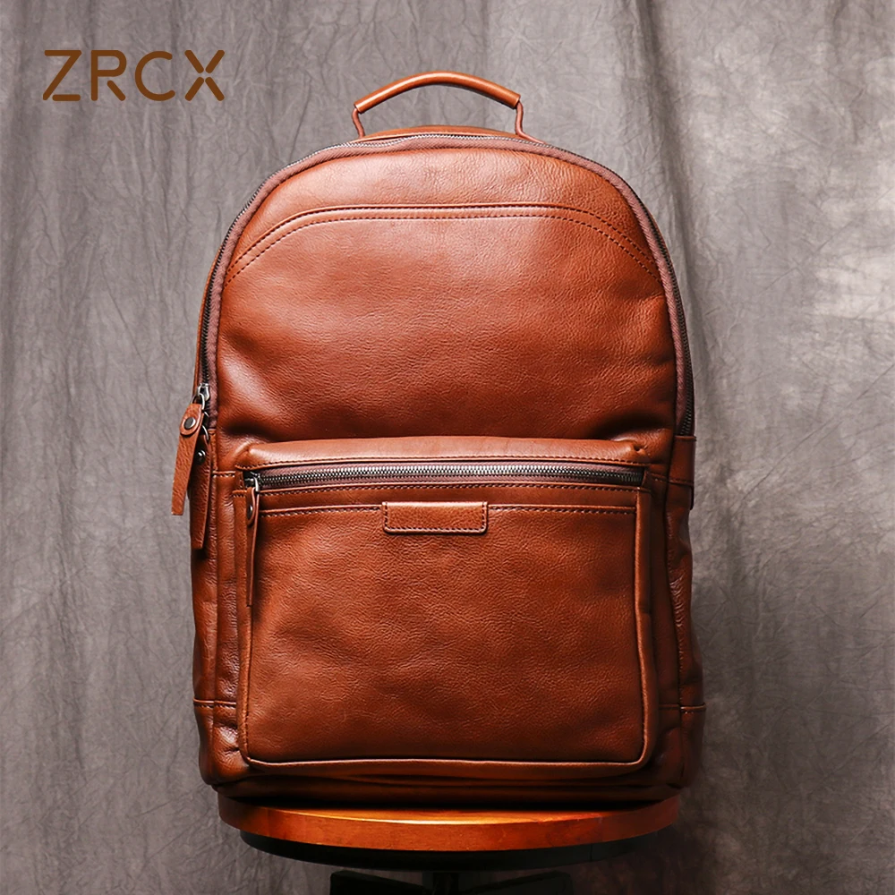 Рюкзак ZRCX мужской из натуральной кожи модный ранец для ноутбука 14 дюймов