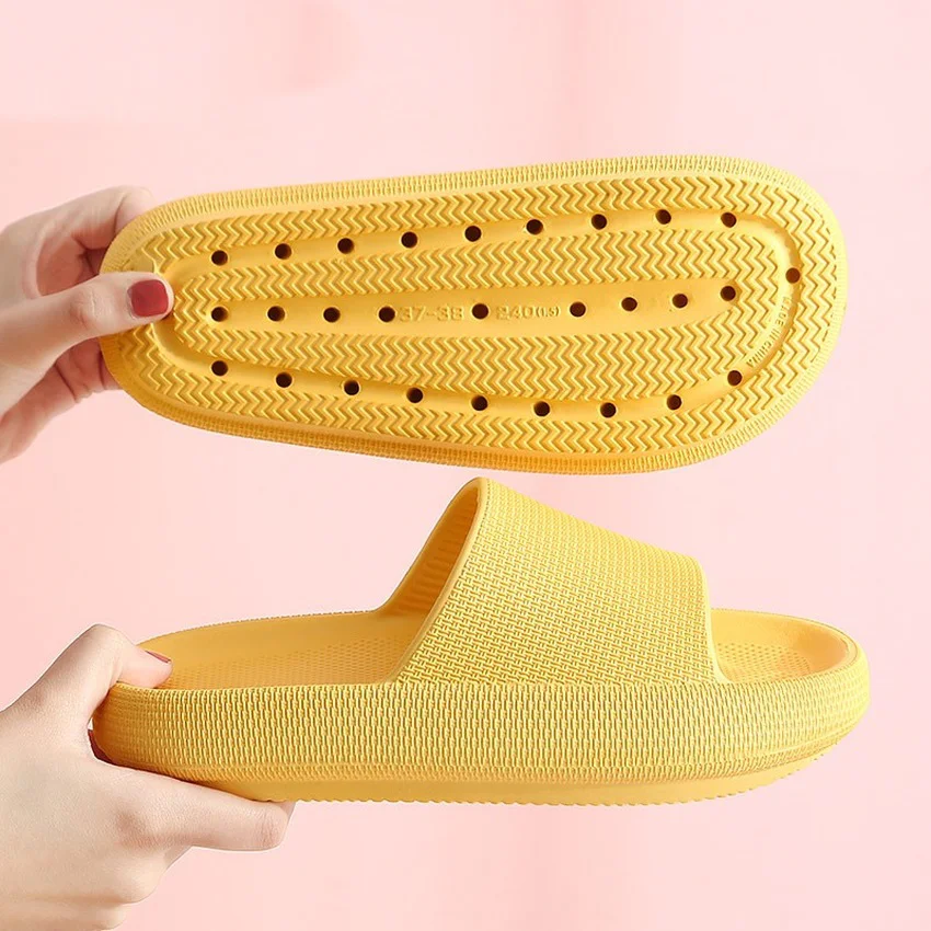 

Home Soft Slippers Women Thick Sole Non Slip Bathroom Ladies Slides Indoor Shower Platform Slippers Fish Mouth Shoes for Woman