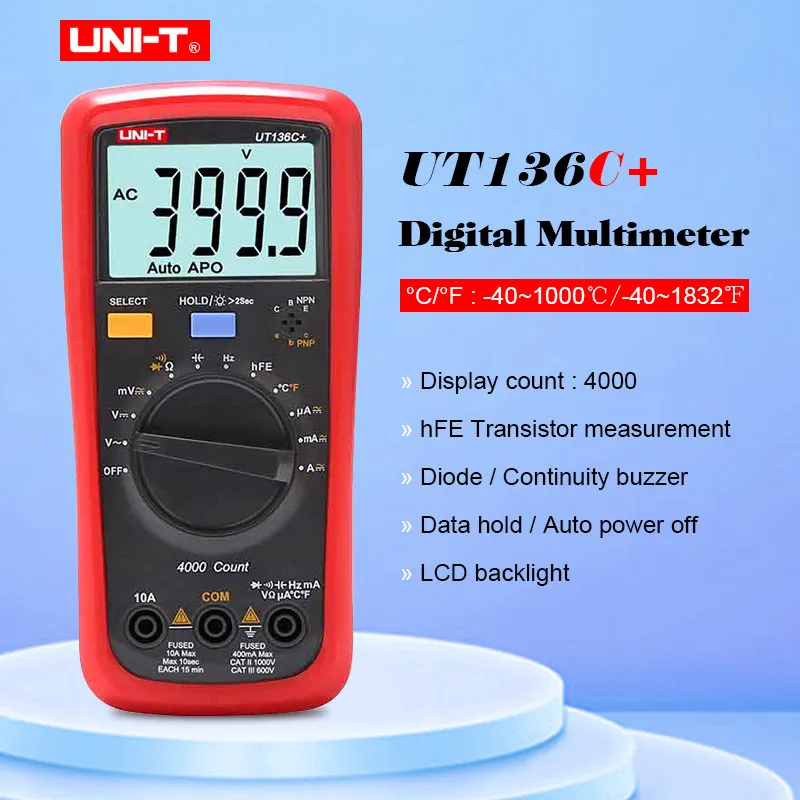 UNI T UT136C + Автоматический диапазон цифровой мультиметр AC/DC 1000V 10A multimetro 4 раза/сек