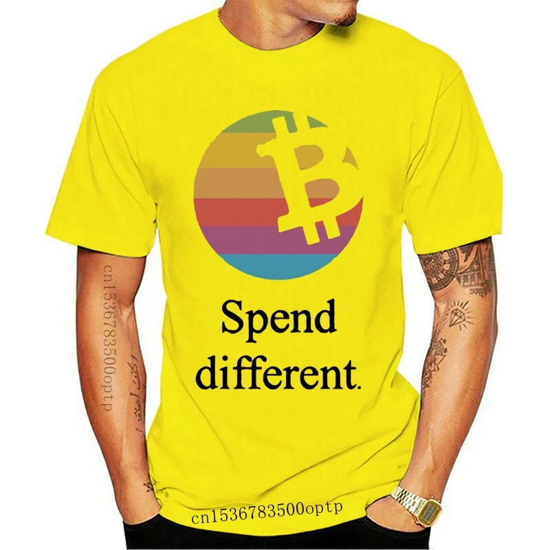 

Мужская футболка нового биткоина потратьте разную пародию