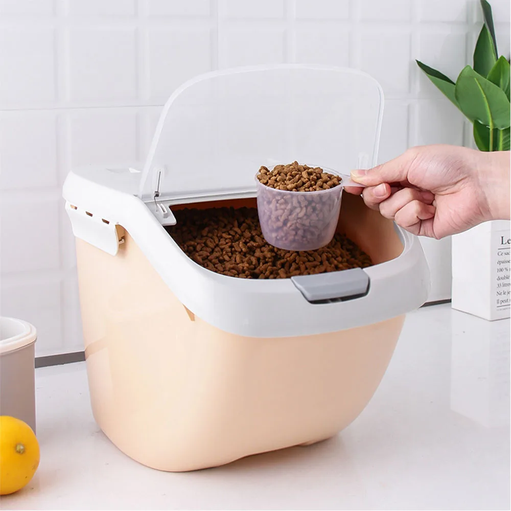 

Large Capacity Storage Fresh Box Food Container Dog Bucket Lastic Pet Dog Feeder Storage Food