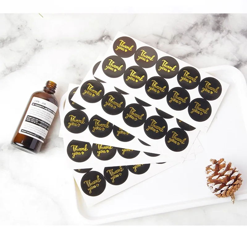 

10pack/lot roll Gold Foil Thank You Stickers For Seal Labels Gift Packaging Stickers Birthday Party Offer Stationery Sticker
