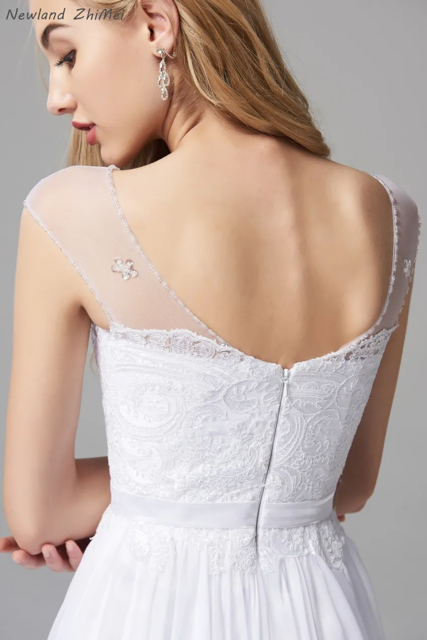 Vintage Boho Wedding Dresses Elegant Sexy Front Side Slit A Line Long Backless Chiffon Bride Dress robe de mariee