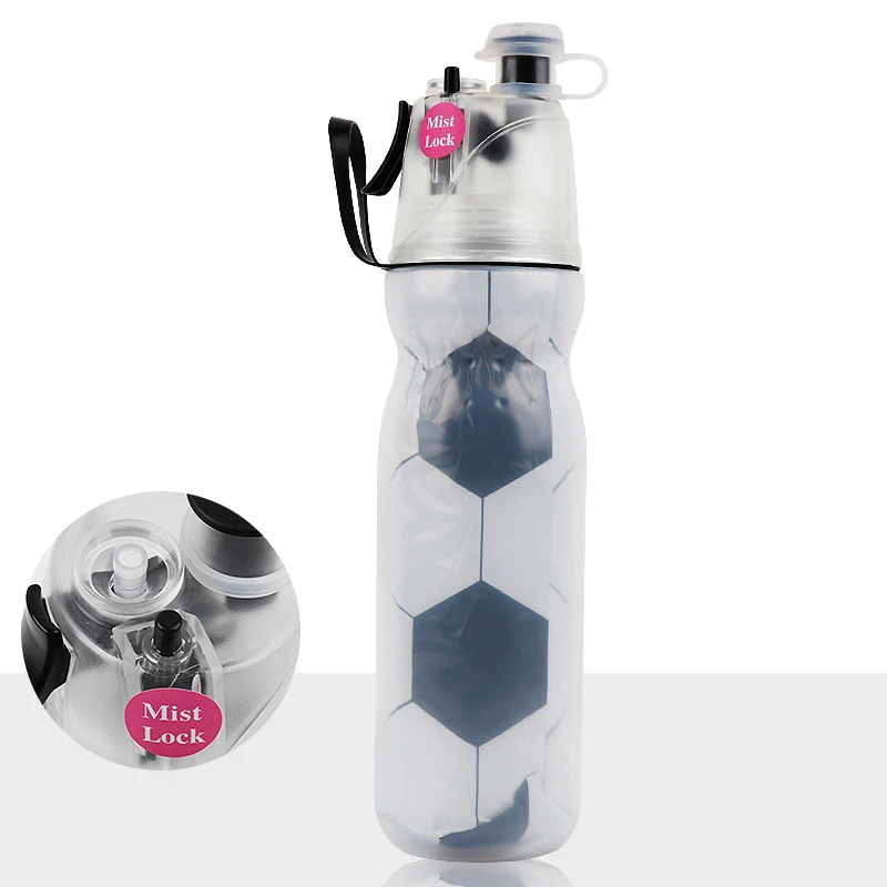 Новая Спортивная бутылка для воды футбола Двойной холодный спрей из полиэтилена