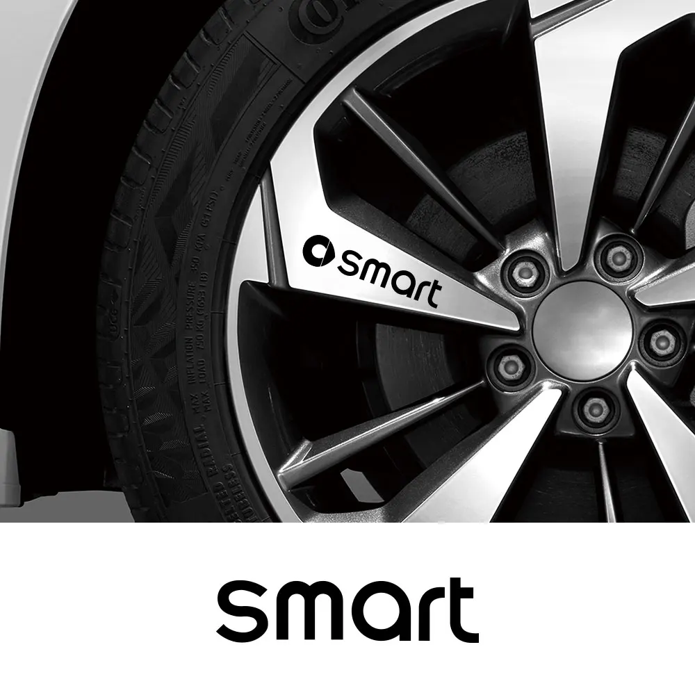 

4PCS Set Car Wheel Rim Stickers For Benz Smart Fortwo EQ Cabrio Forfour Preis W453 W451 Auto Accessories Vinyl Film Decals