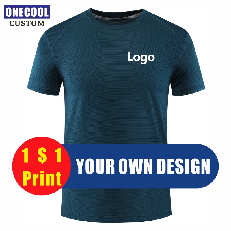 

Summer Sport Quick-Drying T-shirt Custom Logo Embroidery Short-Sleeved Breathable Round Neck Tops Print Text Photo ONECOOL
