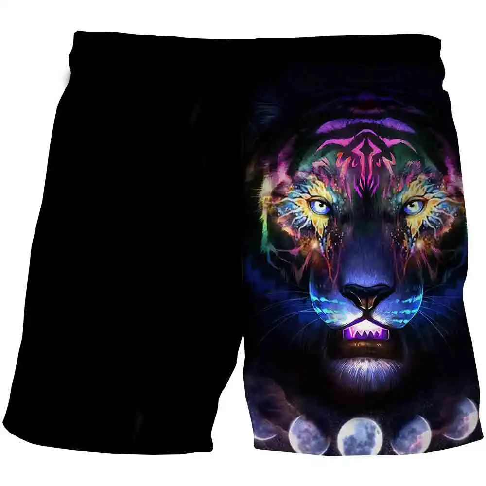 Шорты детские летние с 3D рисунком волка модные короткие пляжные повседневные