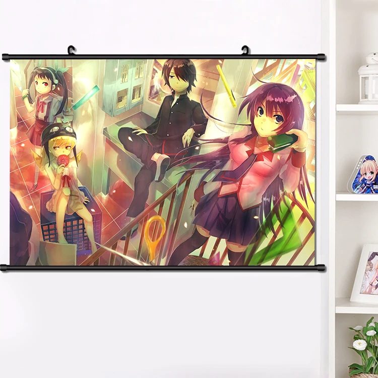 Милый Аниме Bakemonogatari senjougaары Hitagi Hachikuji Mayoi настенный свиток плакат для украшения