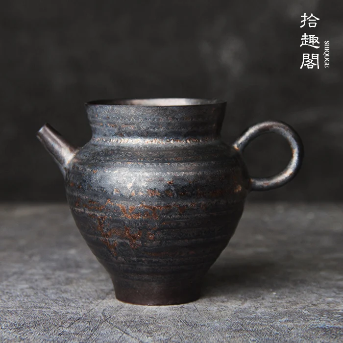 

★Handmade ceramic fair gold cup zen large well cup retro firewood kung fu tea tea set coarse pottery with the points