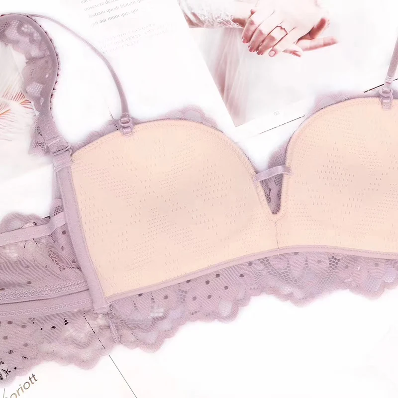 Japanese style thin soft cup lace young ladies lingerie sets small comfortable intimates women sexy underwear sleepwear cross | Женская