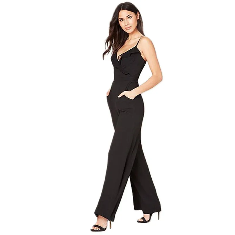 

2021 Summer Woman Jumpsuit printed V-neck Sexy off-shoulder Wide Leg Pants Black Butt Pants Jumpsuits