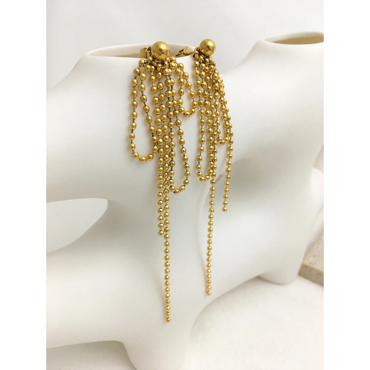 

Monlansher Tassel Beads Chain Drop Earrings Gold Color Small Beads Fireworks Drop Earrings for Women Vintage Earrings Jewelry