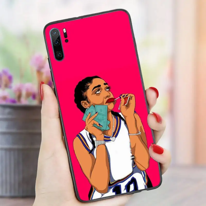 

African Afro Melanin Poppin Black Girl Phone Case For Huawei honor Mate P 8x 9 10 i 20 30 40 pro lite nova 3 4 5 7 se nova 5t