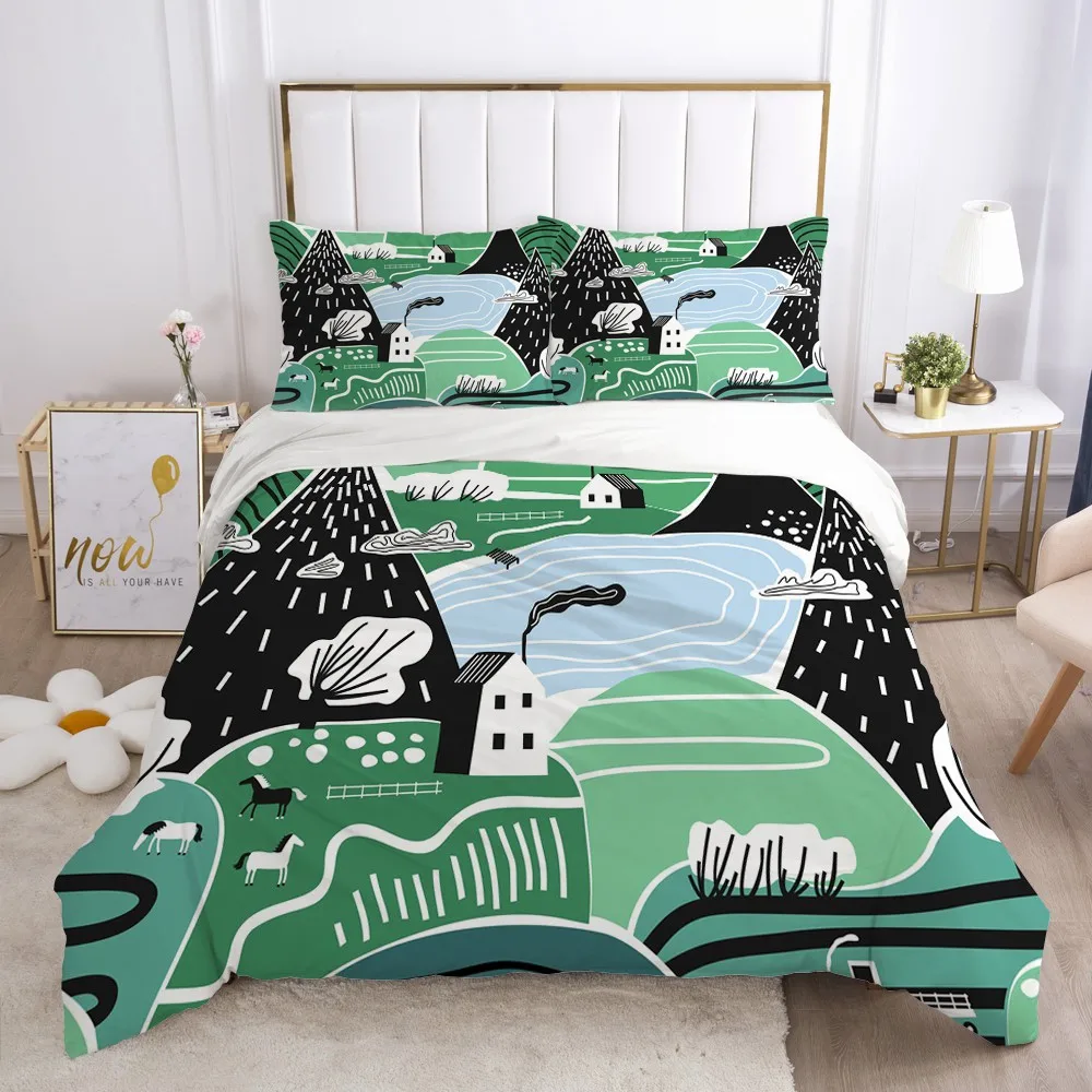 

3D Duvet Cover Sets Bedding Set Comforter Covers Pillow Covers Full Twin Single Double Size Modern Style Design White Bed