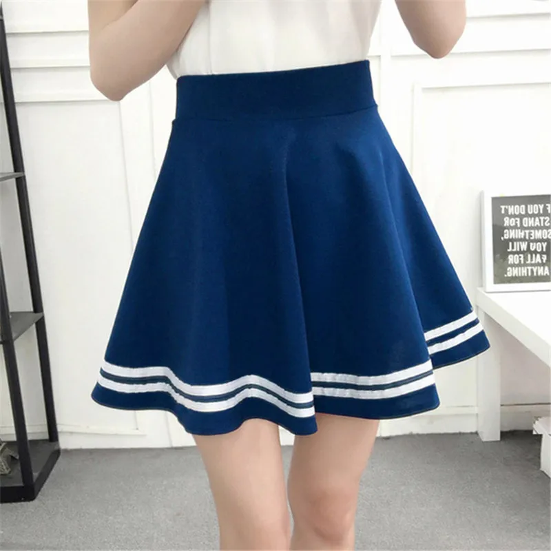 Royal blue Новинка, летние женские юбки, стильные, в полоску, Корейская версия, Мини юбка, весна и лето, высокая талия, плиссированная юбка, faldas mujer - Цвет: Royal blue