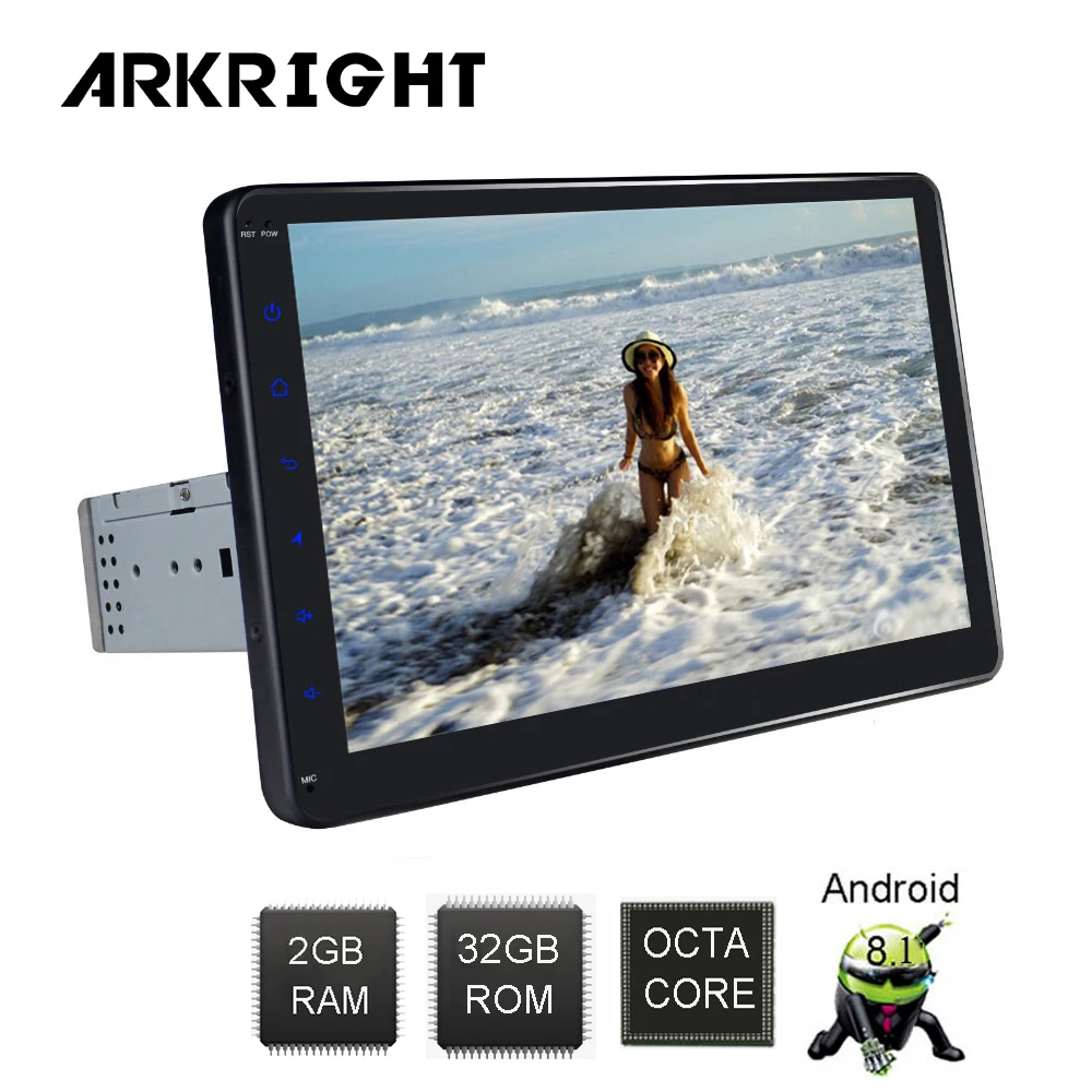ARKRIGHT 10,1 ''1Din 32 ГБ Автомобильный плеер Android автомобильный Радио Стерео Аудио мультимедийный плеер DSP 4G Carplay быстрая загрузка HD 1280*720P
