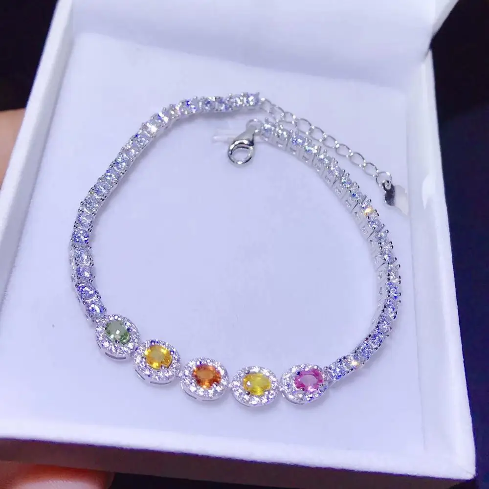 Natural color sapphire bracelet, fashionable, 925 silver novel design, women's favorite jewelry