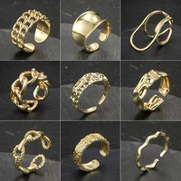 wangaiyao new fashion all match neutral opening ring female ins autumn and winter personality retro geometric lady ring creative