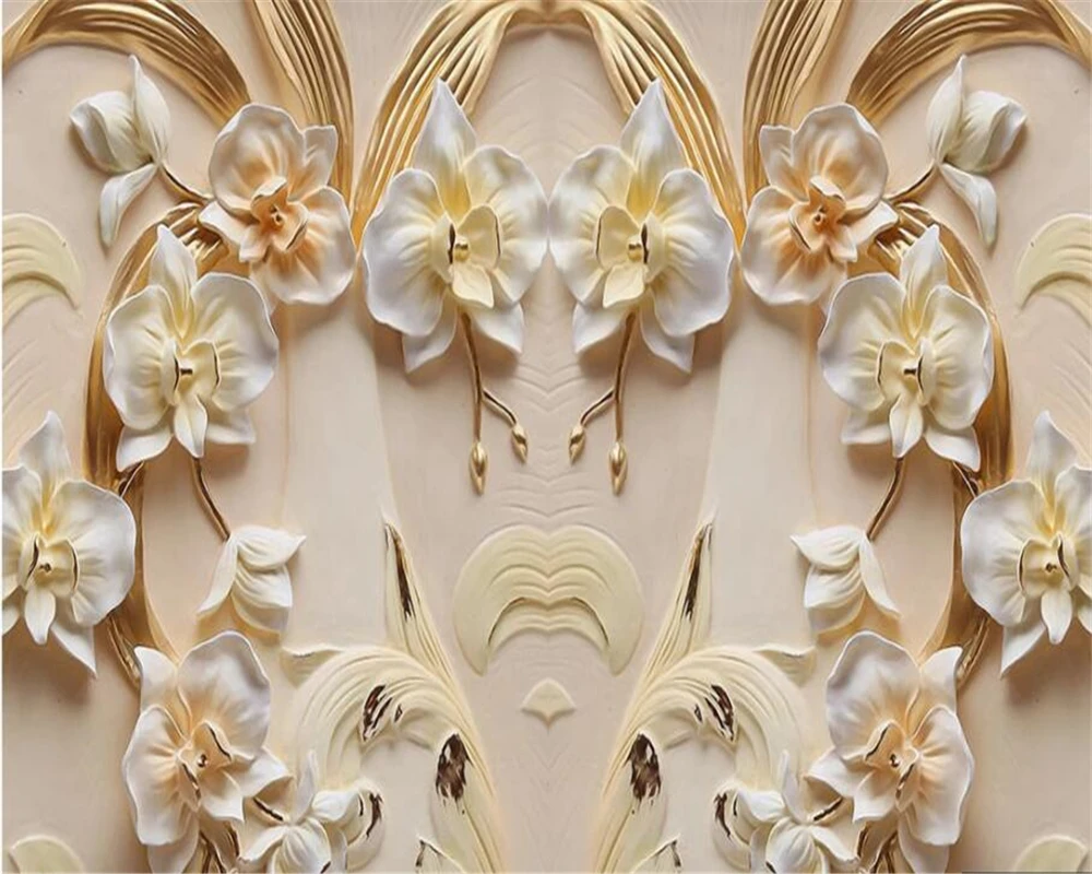 Пользовательские обои 3D бабочка Орхидея рельеф фон стены скандинавские