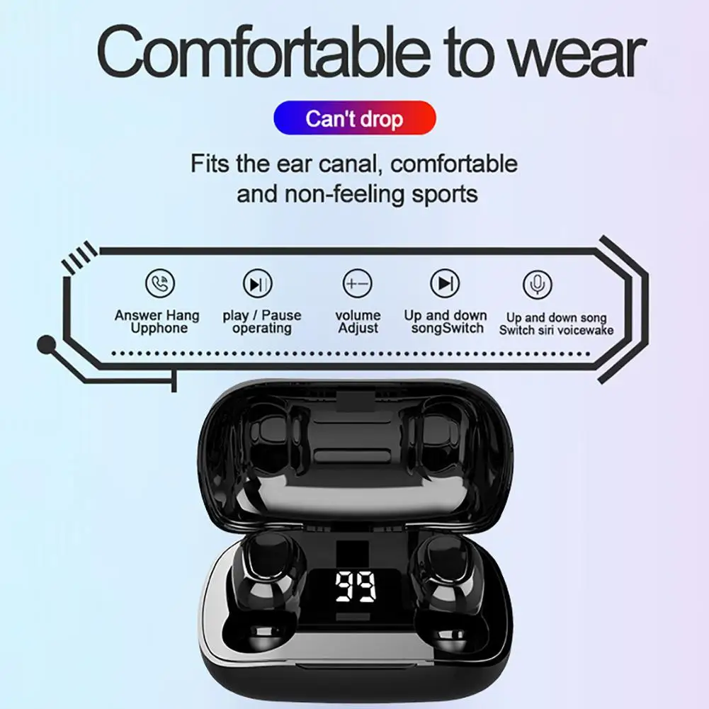 

TWS Touch Bluetooth Stereo Headset High-Fidelity Wireless Headphones Noise Elimination Game Earbuds with Charging Case for Phone
