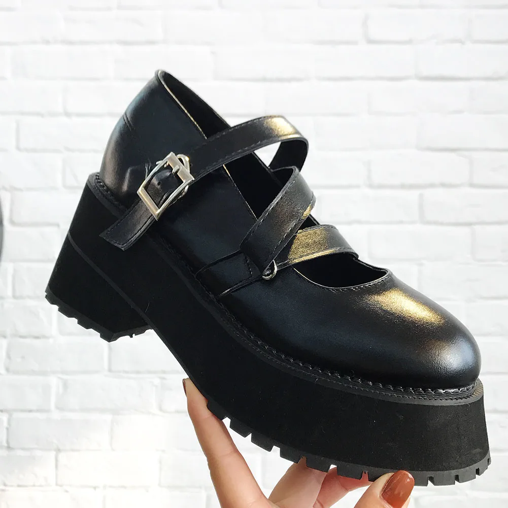 

SARAIRIS New Fashion Girl Fashion Casual Design Pumps Shallow Boots Women Platform Chunky High Heels Buckle Shoes Woman