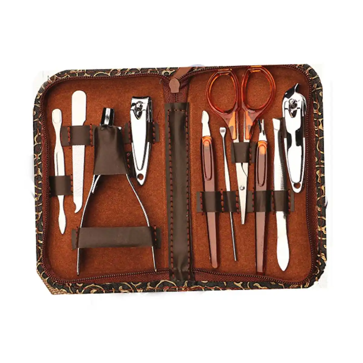 10 шт. Нержавеющая сталь кусачки для ногтей комплект с из искусственной кожи