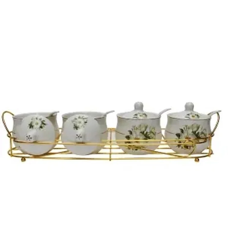 Household Ceramic Seasoning Box Kitchen Supplies Jar Set Large Capacity Oil Pot High-end Salt Monosodium Glutamate | Дом и сад